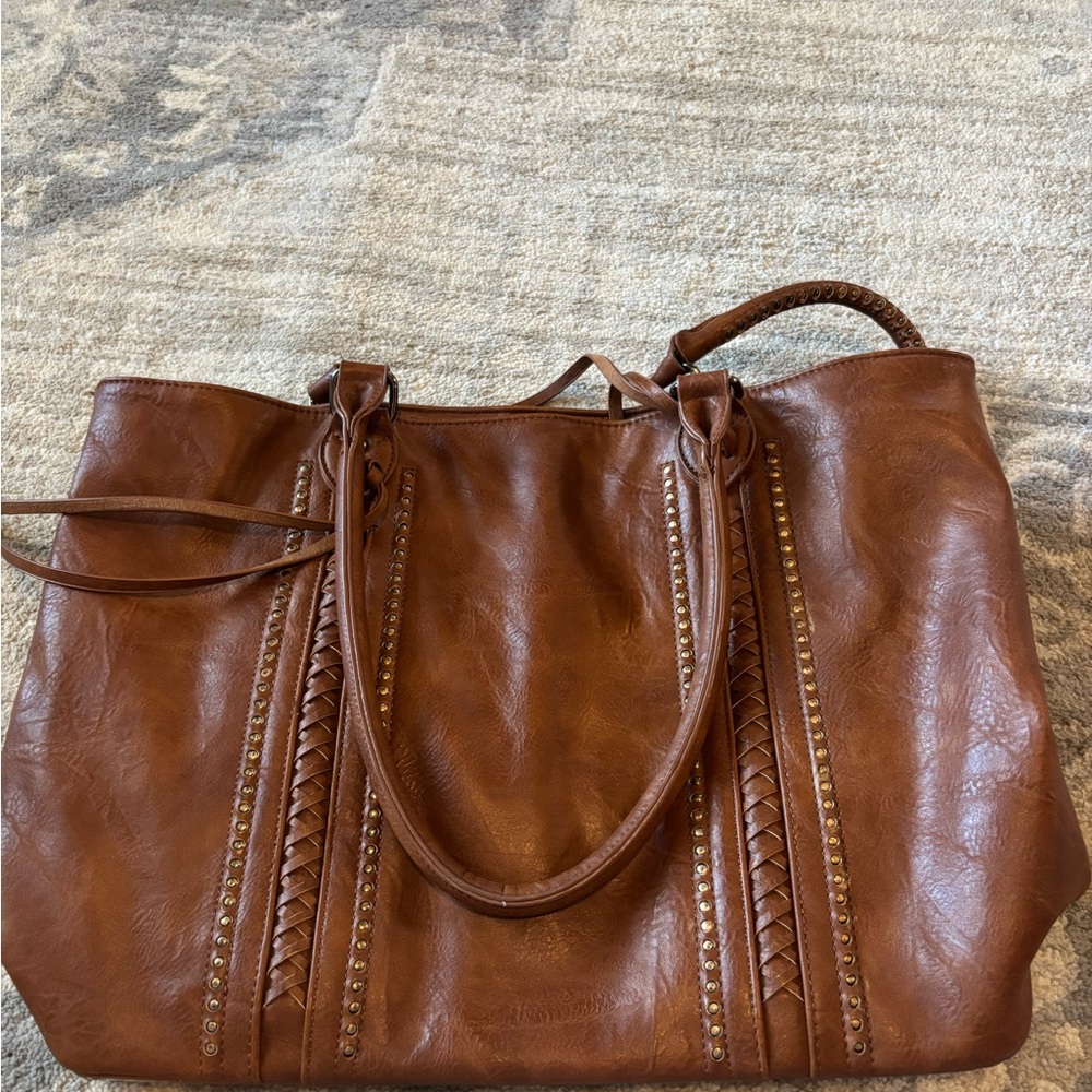 Antik Kraft Cognac Tote with Braided Detail